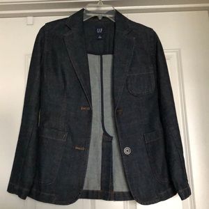 Fits like a glove dark denim jacket